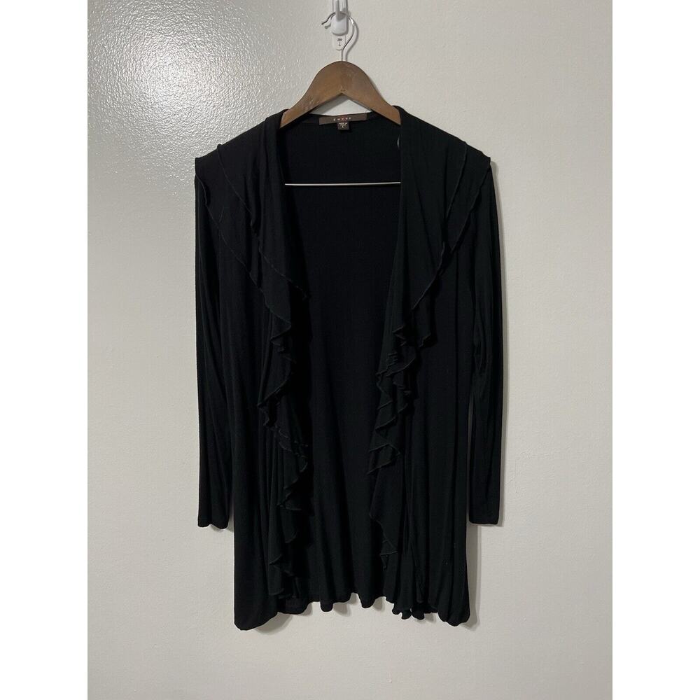 Y2K Black Goth Fairy Ruffle frilly Cardigan Large Whimsigoth Fairygrunge Soft - Picture 9 of 14